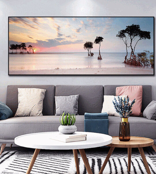 Oil Painting Posters and Prints Wall Art Canvas Painting Trees and Lakes Pictures for Living Room
