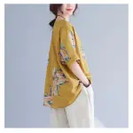 Korean Cotton Hemp Fat Mm Half Sleeve Top Summer.