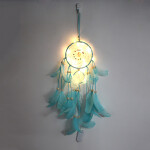 LED Lighting Feather Dream Catcher Girl Room Bell Bedroom Romantic Hanging Decoration.