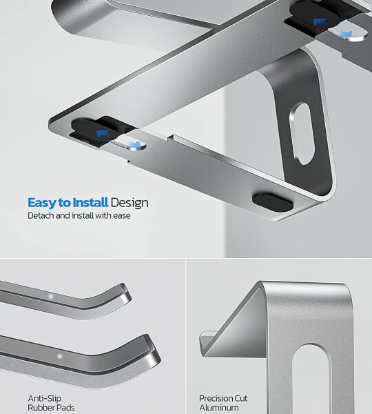 Laptop Stand, Ergonomic Aluminum Laptop Computer Stand, Detachable Laptop Riser Notebook Holder Stand Compatible with Ma