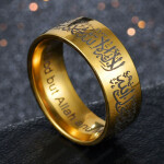 Muslims Prayer Wedding Band Ring Gold Stainless Steel Islamism Quran Rings For Men Religious Jewelry