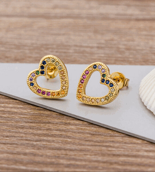 Tiny Elegant Eternity Gold Stud Earrings Jewelry For Women