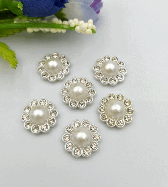 Silver resin flower Decoration Crafts Flatback Cabochon Scrapbooking Fit Hair Clips