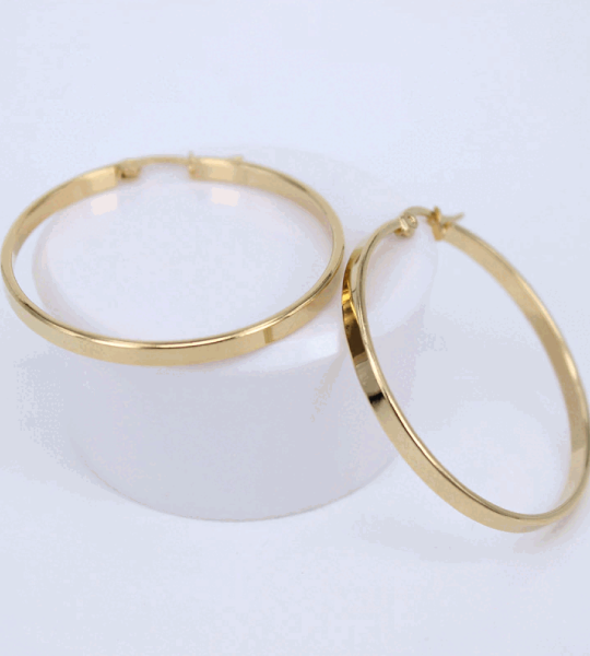 Crystal Round Hoop Earrings Twisted Gold Color For Women