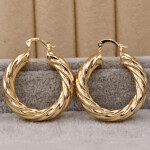 Trendy Round Hoop Earrings Gold Plated Copper for Women Eardrop Fashion Jewelry Accessories