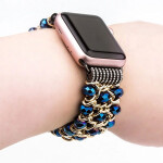 Apple Watch Bracelet 38mm 40mm 42mm 44mm Beads Iwatch SE 6 5 4 3 Band with Metal Chain Women Girl Elastic.