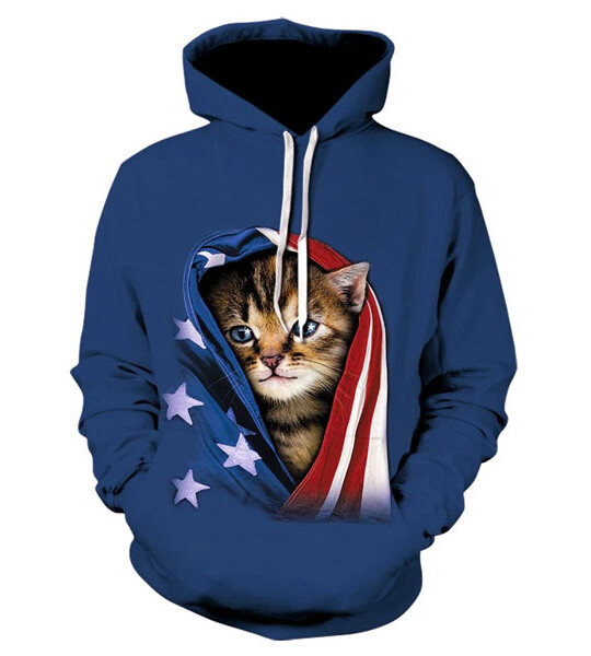 3d Fun Design Usa Flag Hoodie Fashion Men's And Women's Sports Street Wear Skateboard.