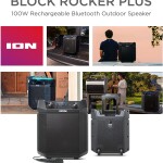 ION Audio Block Rocker Plus - Portable Bluetooth Speaker 100W W/Battery, Karaoke Microphone, AM FM Radio, Wheels & Teles