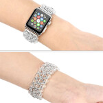 Apple Watch Bracelet 38mm 40mm 42mm 44mm Beads Iwatch SE 6 5 4 3 Band with Metal Chain Women Girl Elastic.