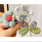 8 PcsSet Korean Children Simple Cute Flower Hairpins Fashion Sweet Girl Princess Fabric Plaid Bow Hair Clips Hair Access