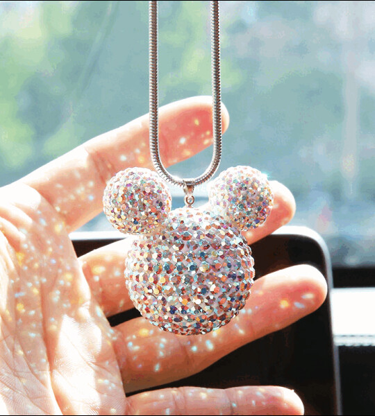 Bling Car Mirror Hanging Accessories Girls Women Car Interior Decoration