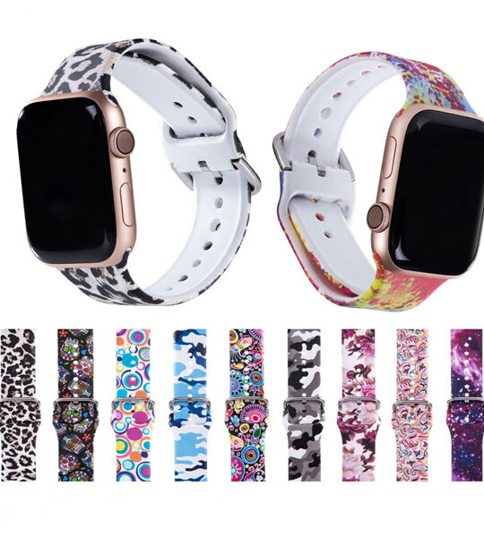 Apple Watch Band Floral Flower Silicone Belt for iWatch Series 6 se 5 4 3 Watch Bracelet 38mm 40mm 42mm 44mm.