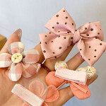 8 PcsSet Korean Children Simple Cute Flower Hairpins Fashion Sweet Girl Princess Fabric Plaid Bow Hair Clips Hair Access