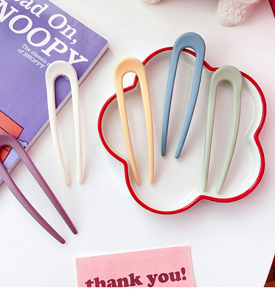 Candy Color U-shaped Plastic Hair Sticks Hairpin for Women Girls Sweet Hair Holder Clips Headband Fashion Hair Accessori