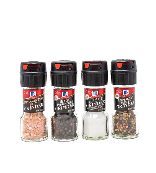 McCormick Salt & Pepper Grinder Variety Pack (Himalayan Pink Salt, Sea Salt, Black Peppercorn, Peppercorn Medley), 0.05