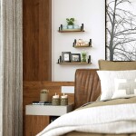 Floating Shelves Wall Mounted  Rustic Wood Wall Storage for Bedroom