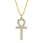 Crystal Egyptian Key Of Life Pendant Necklace Religious Jewelry