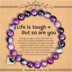 Amethyst Bracelets Gifts Stretch Christams Bracelet for Women Teen Girls Natural Stone Charm Crystal Healing Jewelry.