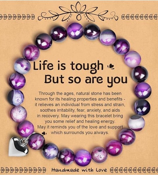 Amethyst Bracelets Gifts Stretch Christams Bracelet for Women Teen Girls Natural Stone Charm Crystal Healing Jewelry.