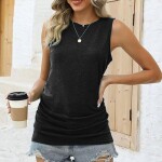 Women Ruched Tank Tops Sexy Sleeveless T-Shirt Summer Casual Tanks 2024.