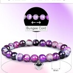 Amethyst Bracelets Gifts Stretch Christams Bracelet for Women Teen Girls Natural Stone Charm Crystal Healing Jewelry.