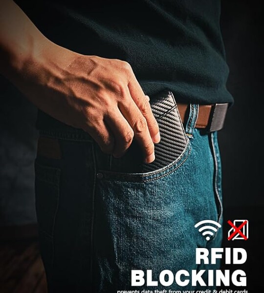 Slim Money Clip Wallets for Men RFID Blocking 11 Card Holder Minimalist Small Leather Bifold Men's Front Pocket Wallet.