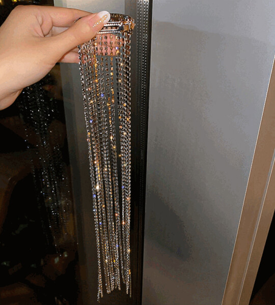 Rhinestone Hairpins for Women Long Tassel Crystal Hair Accessories Wedding Banquet Jewelry