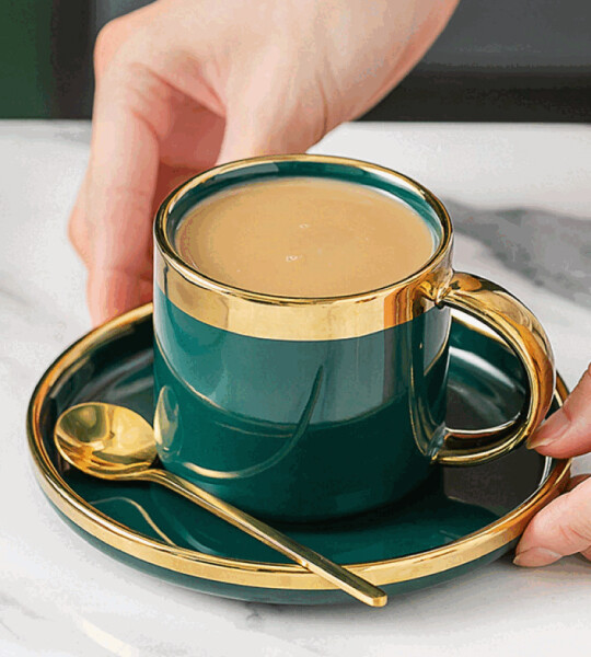 Ceramic Coffee Cups & Pot Set Breakfast Milk Tea Mugs With Tray Drinkware Dessert Fruit Plate Wedding Gift