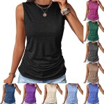 Women Ruched Tank Tops Sexy Sleeveless T-Shirt Summer Casual Tanks 2024.