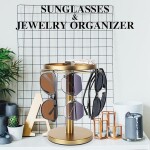 Sunglass Organizer Storage, Stainless Steel Glasses Holder Stand, Glasses Organizer with Tray for Desk.