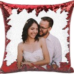 Custom Pillow, 16"x16"Personalized Custom Photo Sequin Pillow with Your Photos.