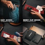 Slim Money Clip Wallets for Men RFID Blocking 11 Card Holder Minimalist Small Leather Bifold Men's Front Pocket Wallet.