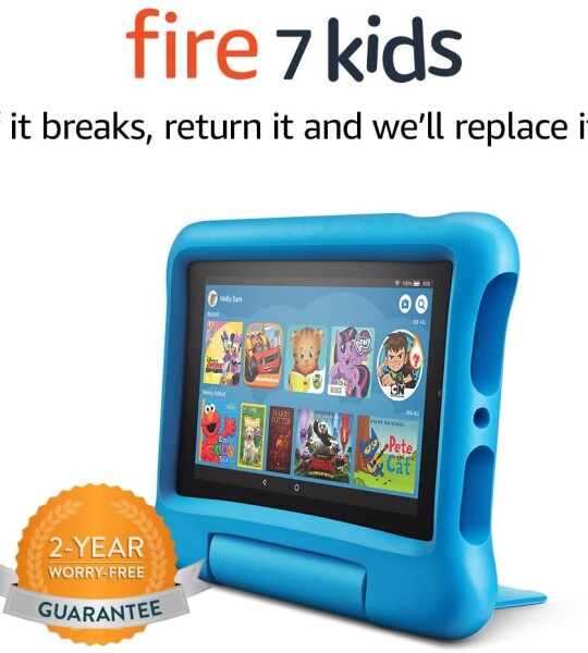 Fire 7 Kids tablet, 7" Display, ages 3-7, 16 GB, Blue Kid-Proof Case