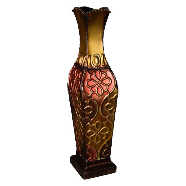 Harlequin Embossed Metal Vase Table Centerpiece Home Decoration for Dried Flower