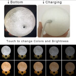 Moon Night Light USB Charging With Touch Control Brightness Warm and Cool for Home Decor