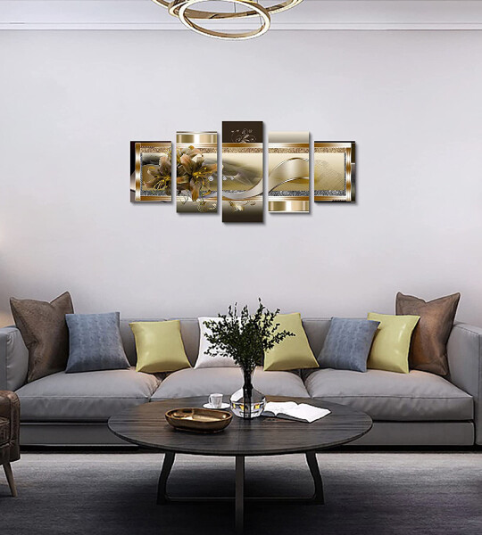 Yellow Orchid Flowers Canvas Print Abstract Wall Art Painting For Home Decor