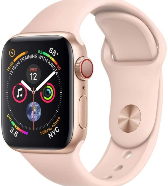 Apple Watch Series 4 (GPS + Cellular, 40MM) - Gold Aluminum Case with Pink Sand Sport Band (Renewed)