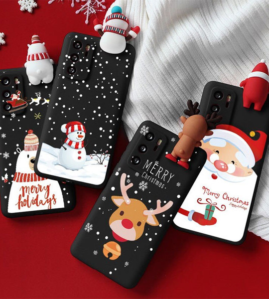 Cartoon Doll Merry Christmas Case For Huawei P Fundas