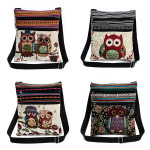 Vintage Chinese National Style Ethnic Shoulder Bag Women Mini Handbag Owl Diagonal Embroidery Tote Lady Messenger Cross