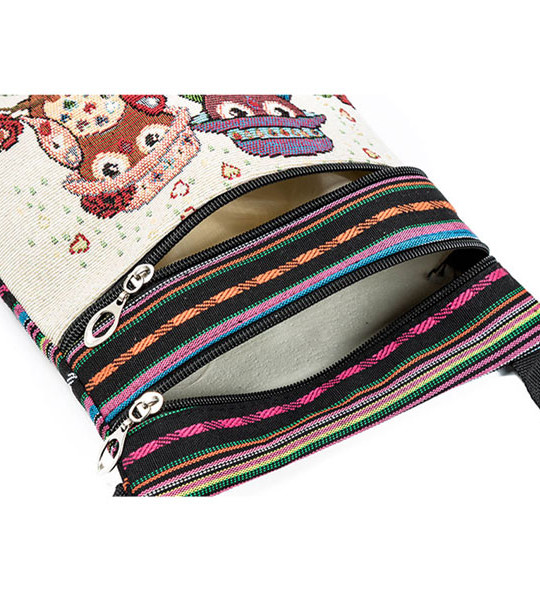 Vintage Chinese National Style Ethnic Shoulder Bag Women Mini Handbag Owl Diagonal Embroidery Tote Lady Messenger Cross