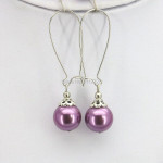 Christmas Gift 10mm Purple Round Glass Pearl Beads Necklace Bracelet Earrings Sets