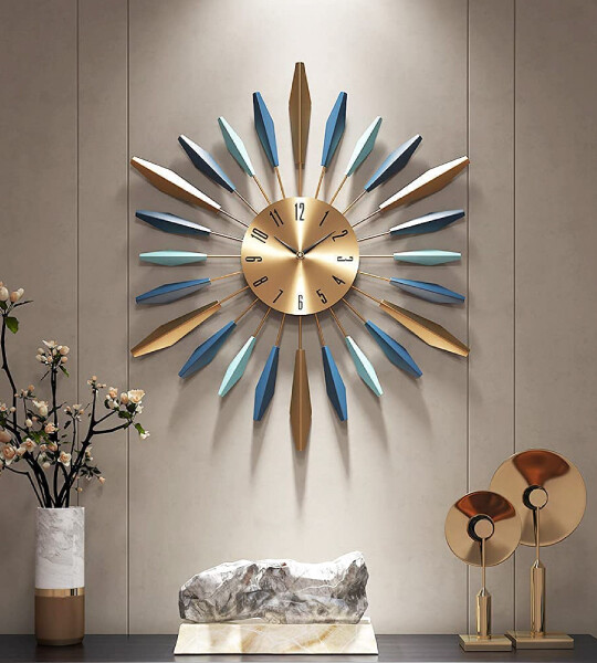 Large Wall Clock Metal Modern Home Decoration