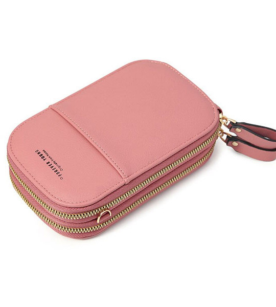 Designer Phone Pocket Mini Shoulder Bag for Women Two Layers Female Messenger Bag Pu Leather Ladies Small Crossbody Purs