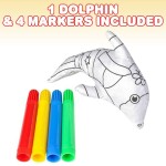 ArtCreativity Dolphin Color-A-Pal, Art Activity Set for Kids with 1 Dolphin Stuffed Toy and 4 Washable Magic Markers.