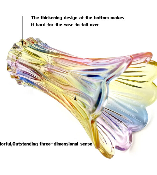 Crystal Glass Vase Colorful Flower Vase for Home Decoration