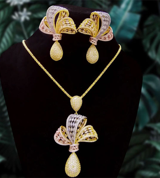 Full Zircon Dubai Bridal jewelry Set 2021