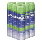 Gillette Series 3X Sensitive Shave Gel, 6 Count, 7oz Each, Hydrates, Protects and Soothes Sensitive Skin.
