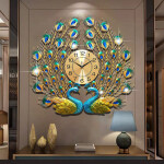 Large Peacock Wall Clock Battery Operated Decorative Digital Wall Clocks for Living Room Decor