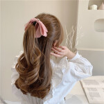 Sweet Big Bow Hollow Out Hair Clip for Women Girl Korean Pearl Hairpin Banana Clip Horsetail Clip Hair Ornament Hair Acc