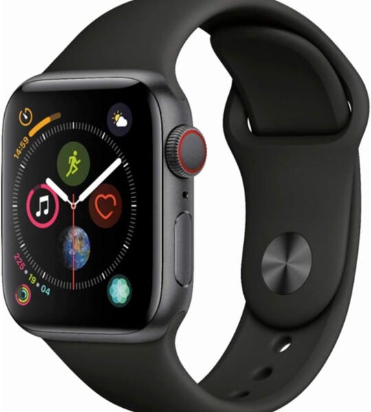 Apple Watch Series 4 (GPS + Cellular, 40MM) - Space Gray Aluminum Case with Black Sport Band (Renewed)